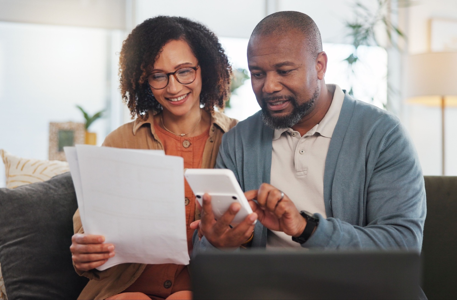 A couple thinking about retirement planning together.